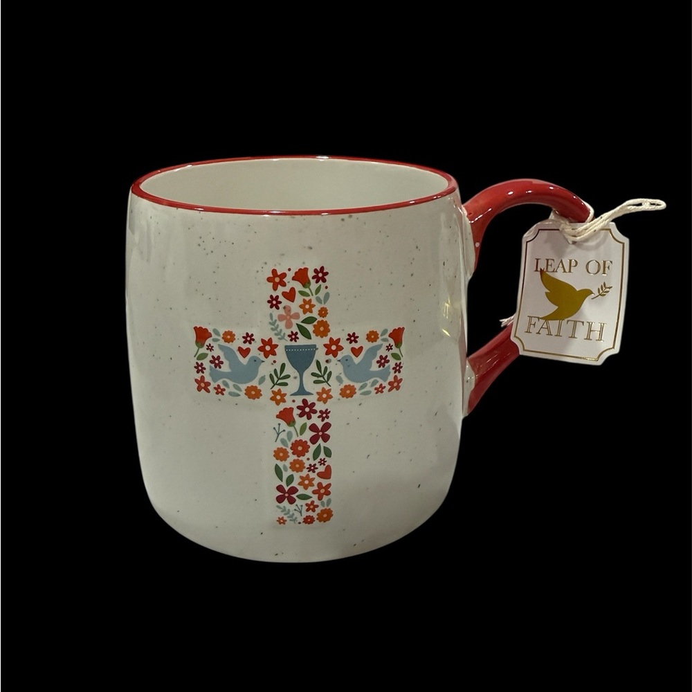 Floral Cross Ceramic Mug “Leap of Faith”